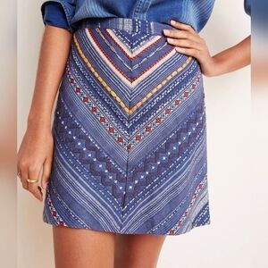 Maeve by Anthropologie Textured Skirt. Blue, Red, White. Size 4